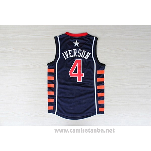 Camiseta USA 2004 Allen Iverson #4 Azul